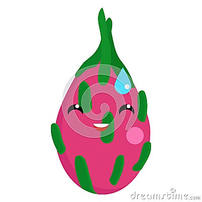 Pitaya smiling face with open mouth cold sweat vector Vector Illustration