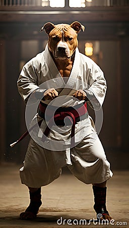 Pitbull Black Belts: Embarking on a Martial Arts Journey of Power and Grace Stock Photo