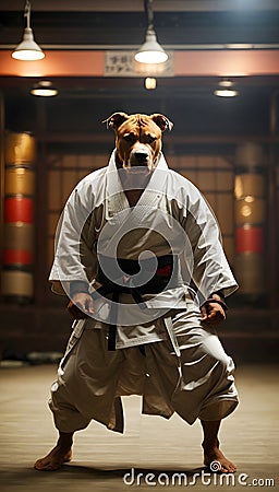 Pitbull Black Belts: Embarking on a Martial Arts Journey of Power and Grace Stock Photo