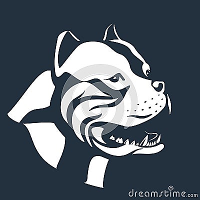 Pitbull dog sketch on black Vector Illustration