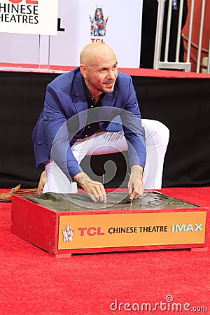Pitbull Hand and Footprint Ceremony Editorial Stock Photo