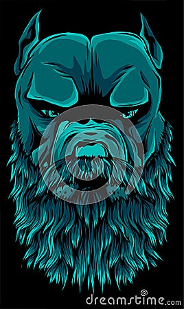 vector illustration of head pitbull with beard Vector Illustration