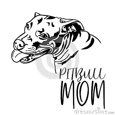 Pitbull dog mom Vector Illustration