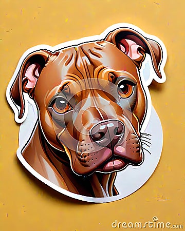 pitbull terrier dog alert face clipart Cartoon Illustration