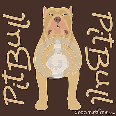 Pitbull terrier vector illustration style flat silhouette Vector Illustration