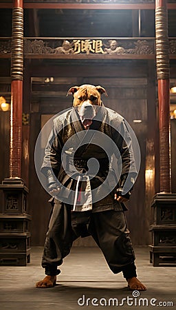 Pitbull Warriors: Mastering Martial Arts with Strength, Speed, and Precision Stock Photo