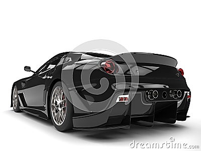 Pitch black modern sports car - taillight view Stock Photo
