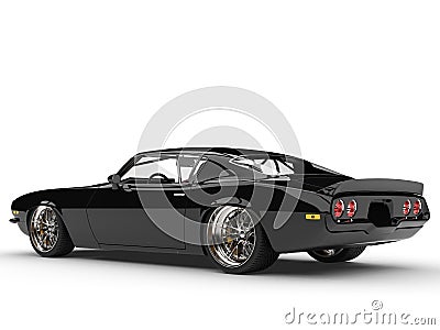 Pitch black vintage classic American car - beauty shot - rear view Stock Photo