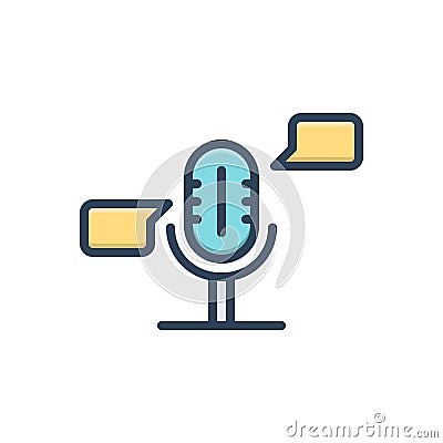 Color illustration icon for Pitch, microphone and podcast Cartoon Illustration
