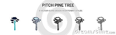 Pitch pine tree icon in filled, thin line, outline and stroke style. Vector illustration of two colored and black pitch pine tree Vector Illustration