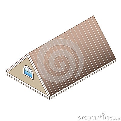 Pitched mansard roof with dormer windows.pitched roof with windows isometric Stock Photo