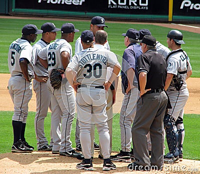 Pitcher's Mound Conference Editorial Stock Photo