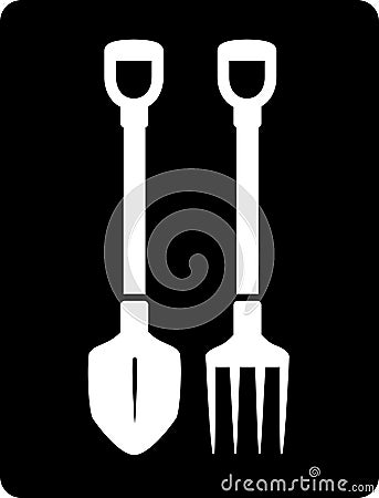 Pitchfork and bayonet spade garden icon Vector Illustration