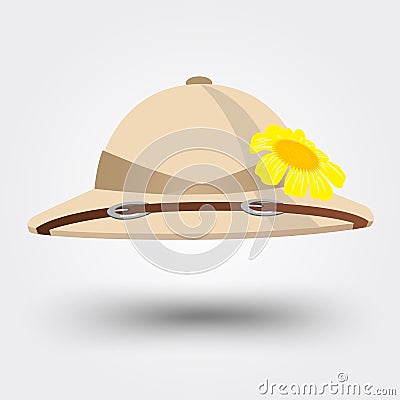 Pith helmet hat for safari Vector Illustration