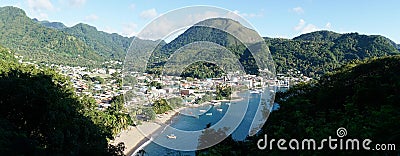 The Piton Mountains on the tropical Caribbean Island Saint Lucia. Stock Photo