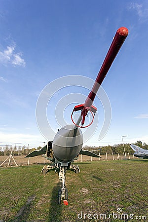 Pitot tube of an old Mig-23 russian military airplane Editorial Stock Photo