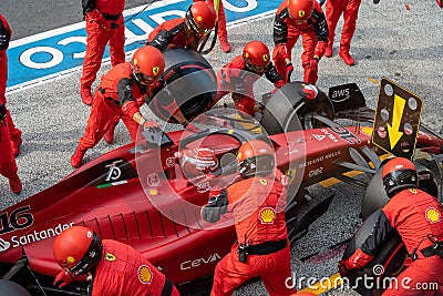 Pitstop for Ferrari driver Charles Leclerc During the Formula 1 Dutch Grand Prix Editorial Stock Photo