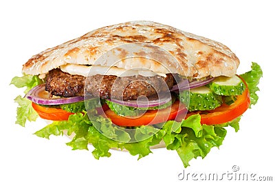 Pitta with hamburger Stock Photo