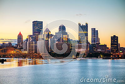 Pittsburgh cityscape with the Ohio river Stock Photo