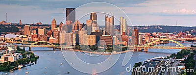 Pittsburgh downtown at sunset Editorial Stock Photo