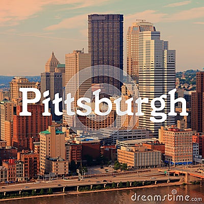 Pittsburgh, Pennsylvania city name typography postcard Stock Photo