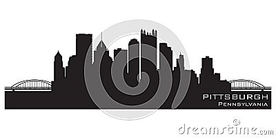 Pittsburgh, Pennsylvania city skyline. Detailed vector silhouette Vector Illustration