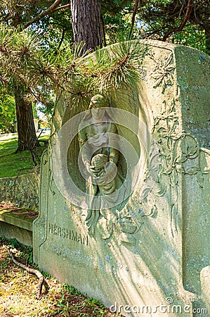 Pittsburgh, Pennsylvania, USA 9/7/2019 The Hershman Family burial plot in the Homewood Cemetery Editorial Stock Photo