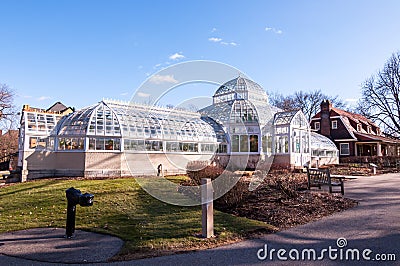 Pittsburgh, Pennsylvania, USA March 5, 2021 The Frick Greenhouse, on the Clayton Mansion grounds Editorial Stock Photo