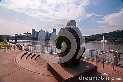 The Mr Rogers Monument on the north side of the city overlooking downtown on a sunny summer day Editorial Stock Photo