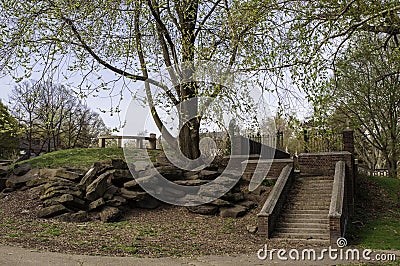 Pittsburgh, Pennsylvania, USA 04/18/2019 A set of steps leading to the garden in Mellon Park. Editorial Stock Photo