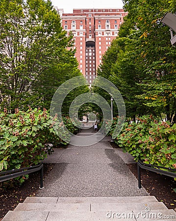 Pittsburgh, Pennsylvania, USA 9/26/20 A walkway and steps in the Mellon Garden in downtown Pittsburgh Editorial Stock Photo