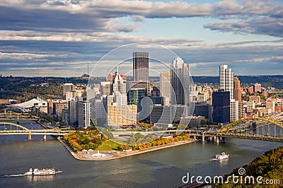 Pittsburgh Skyline in Autumn Stock Photo