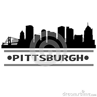 Pittsburgh Skyline City Icon Vector Art Design Vector Illustration