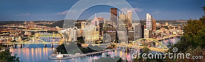 Pittsburgh skyline by night Stock Photo