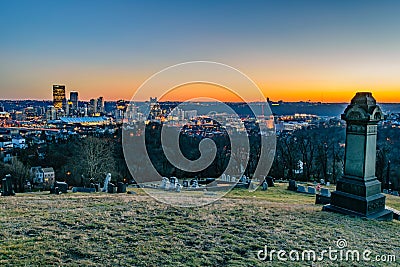 Pittsburgh Skyline at Sunset Editorial Stock Photo