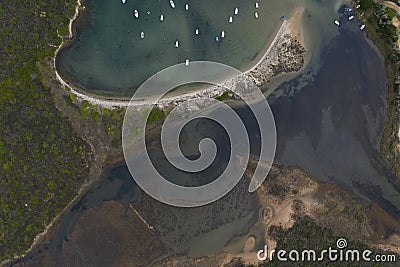 Pittulongu Delta from Olbia, Sardinia with diverse vegetation and water channels Editorial Stock Photo