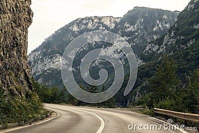 Road along Piva river canyon in the northern Montenegro Stock Photo