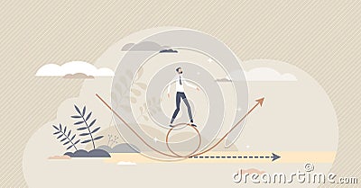 Pivoting as strategy change and redirection for growth tiny person concept Vector Illustration