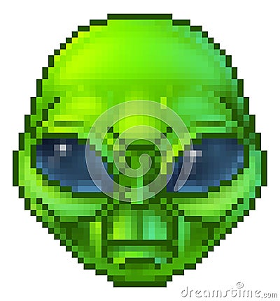 Pixel Art Alien Character Vector Illustration