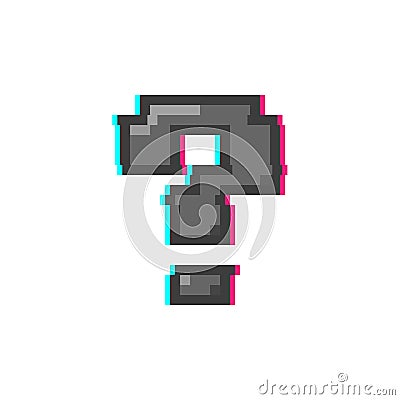 Pixel art 8-bit gray question mark 8-bit style glitch effect - isolated vector illustration Vector Illustration