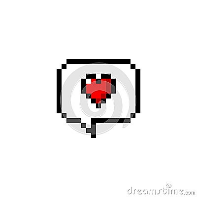 Pixel art 8-bit Heart speech bubble - isolated vector illustration Vector Illustration