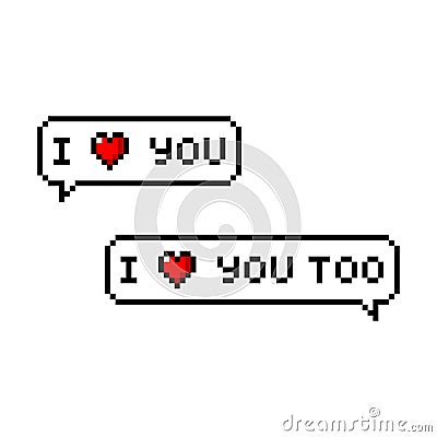 Pixel art 8-bit I love you message - isolated vector illustration Vector Illustration