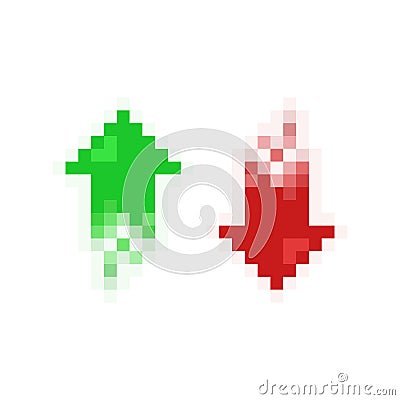 Pixel Art 8-bit Increase And Decrease Arrows Set Red And Green ...