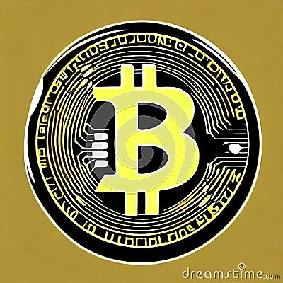 Bitcoin Gold blockchain hard fork concept. Cryptocurrency symbol illustration with peer to peer networ. PIxel art coin bitcoin. Cartoon Illustration