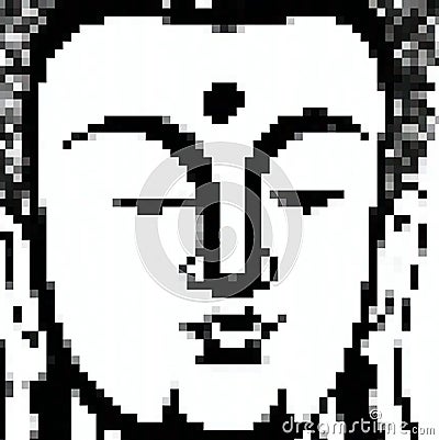 pixel art of buddha statue Stock Photo
