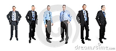 Pixel art business man Stock Photo