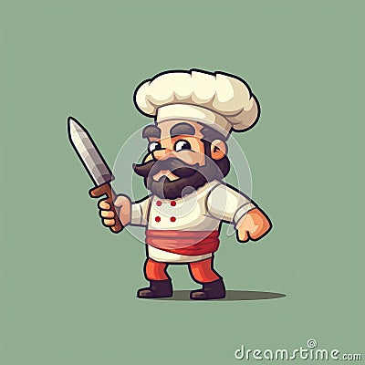 Pixel Art Chef Character Sprite Animation For Retro Computer Platform Game Stock Photo