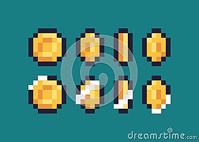 Pixel Art Coin Vector Illustration