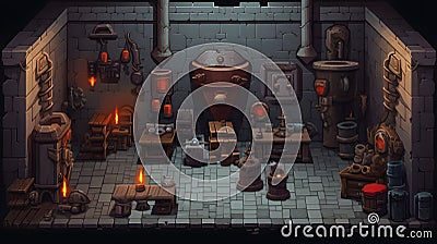 Pixel art dungeon background for 8 bit games Stock Photo