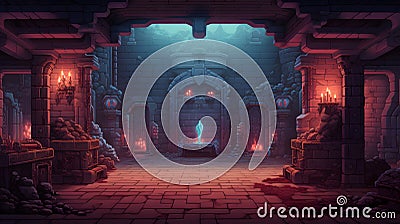 Pixel art dungeon background for 8 bit games Stock Photo